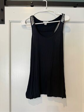 Old Navy Black Tank Top with Silver Sequin Straps